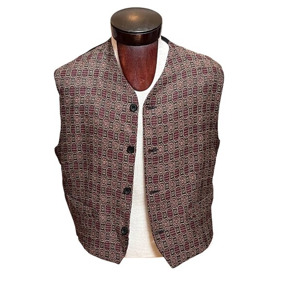 Structure Mens Vest Lg Vtg Italy Wool Blend Tapestry Sweater Academia Heritage - Picture 8 of 11